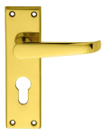 Victorian Polished Brass Euro Profile Lever Handles 47.5mm C
