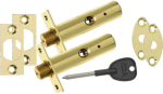 Door Security Bolt - 2 Pack with Key - Brass Effect