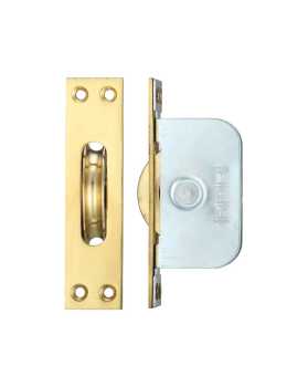 2 1/4Inch Polished Brass Ball Bearing Pulley Square Forend 2 1/4Inch Polished Brass Ball Bearing Pulley Square Forend