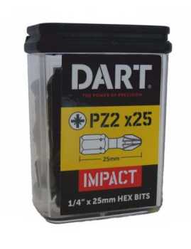 DART PZ2 25mm Impact Driver Bit - Pack 25 DART PZ2 25mm Impact Driver Bit - Pack 25