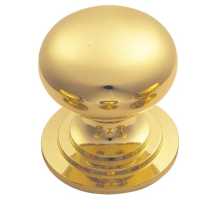 32mm Victorian Cupboard Knob (One Piece With Fixed Rose) PB