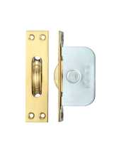 2 1/4inch Polished Brass Ball Bearing Pulley Square Forend