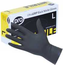Large Grip Pattern Nitrile Black Disposable Gloves